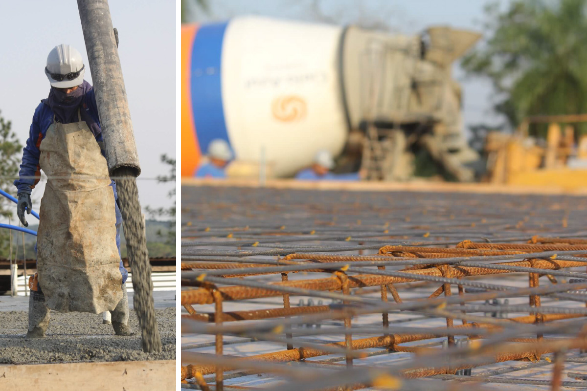 Fertigbeton aus dem Mischer auf der Baustelle in Paraguay